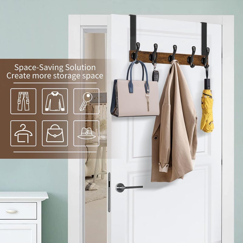 YINMIT Over The Door Hooks, Heavy Duty Over Door Hanger Hook, Over Door Towel Rack, Door Hanger, Door Coat Hanger for Hanging Towels, Clothes, Hats, Back of Bathroom Door - Image 2
